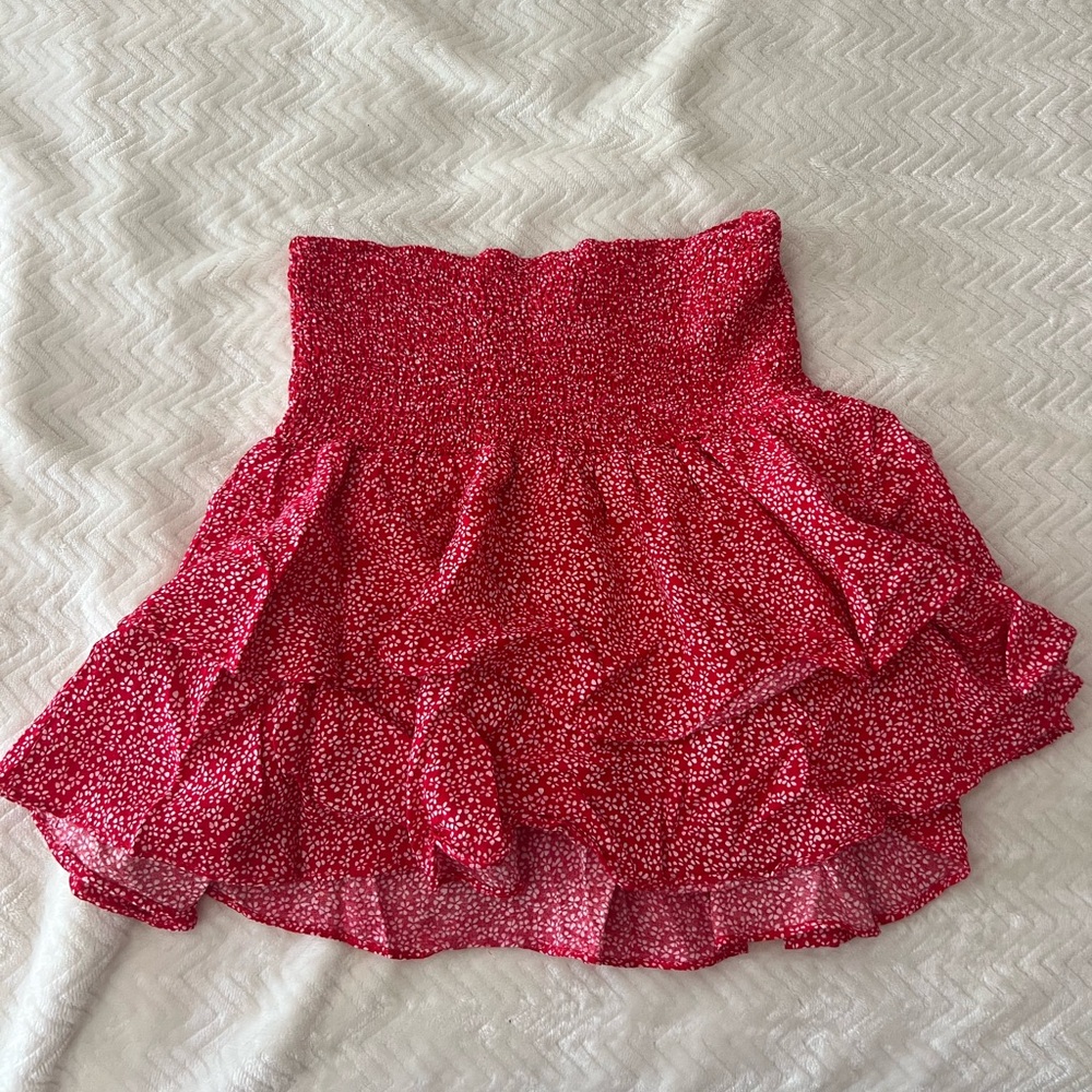 Red Floral Mini Skirt